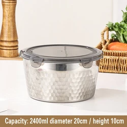 Wholesale refrigerator plastic lid SUS304 storage box sealed fresh-keeping box stainless steel food container