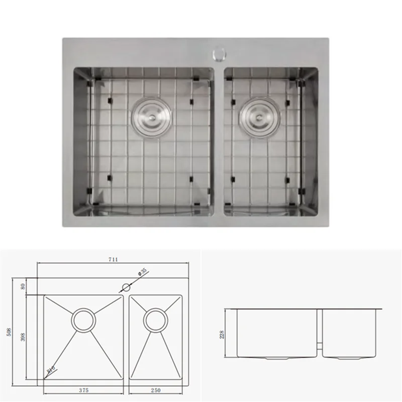 Wholesale Multifunctional Plug Ideal for Hotel Office Building Rectangular 304 Single Bowl Topmount Stainless Steel Kitchen Sink