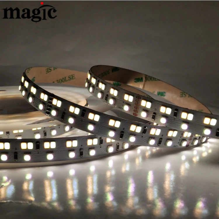 Двухрядный RGBWC 5 в 1 270 светодиод Ra95 Ra97 2200K 2700K 3000K 6000K 12 В 24 SMD5050 RGB SMD2835 RGBW CCT двойная белая светодиодная лента