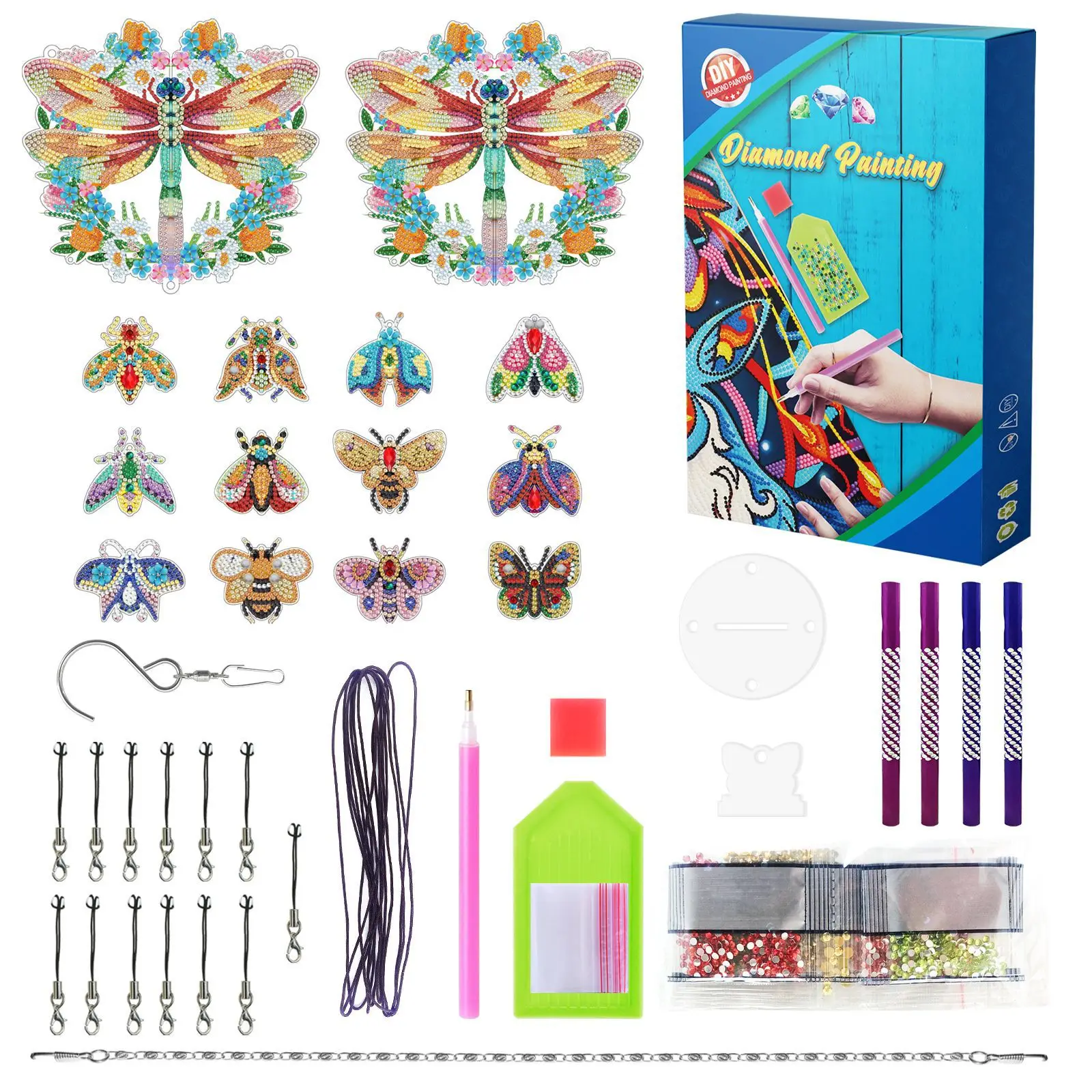 LS 5D diy diamond painting craft kit 3D Christmas Gingerbread House windchime butterfly wind chime hanging decorative pendant