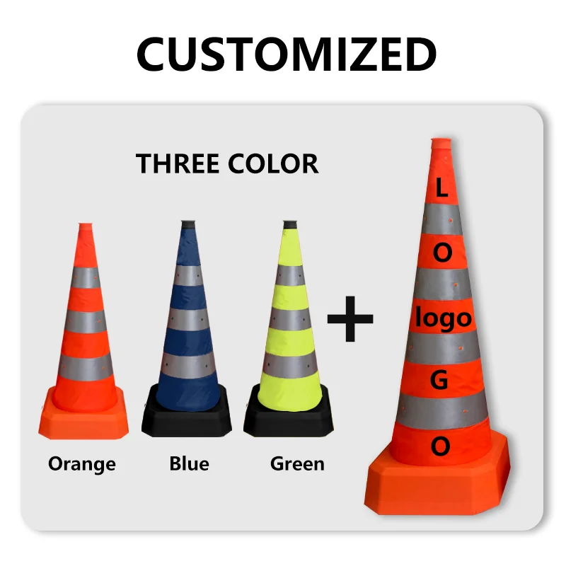 Custom logo 16~36 inch portable roadblock reflective road flexible cone safety collapsible cones for traffic