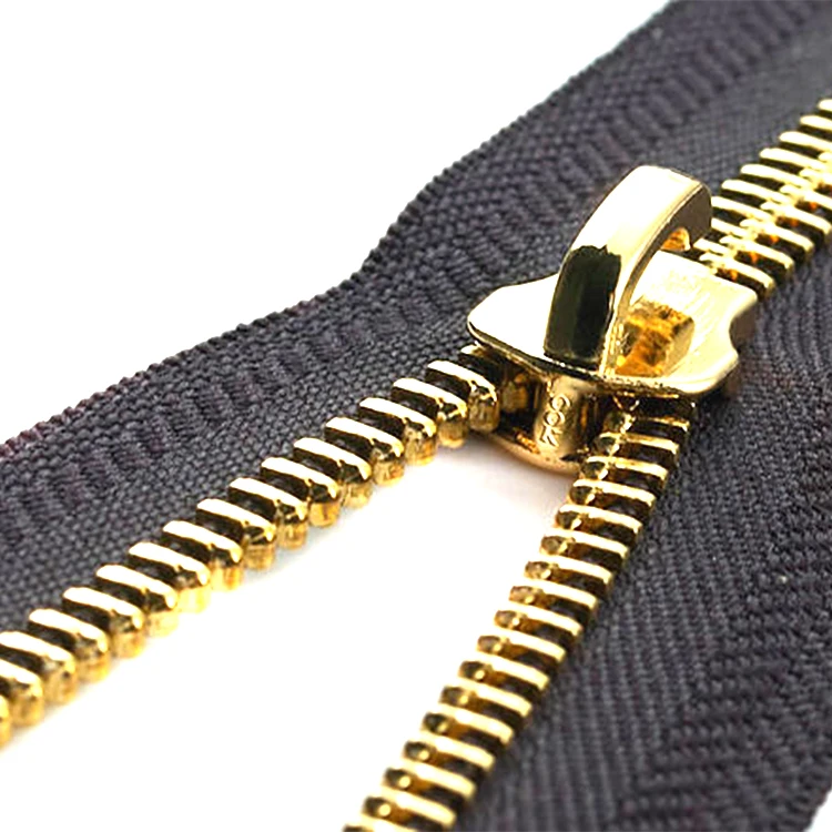 #3 #5 #7 #8 #10 Gold Silver Rose Gold Brass Copper Metal Teeth Custom Metal logo Zipper for Bag Leather Jacket Coat