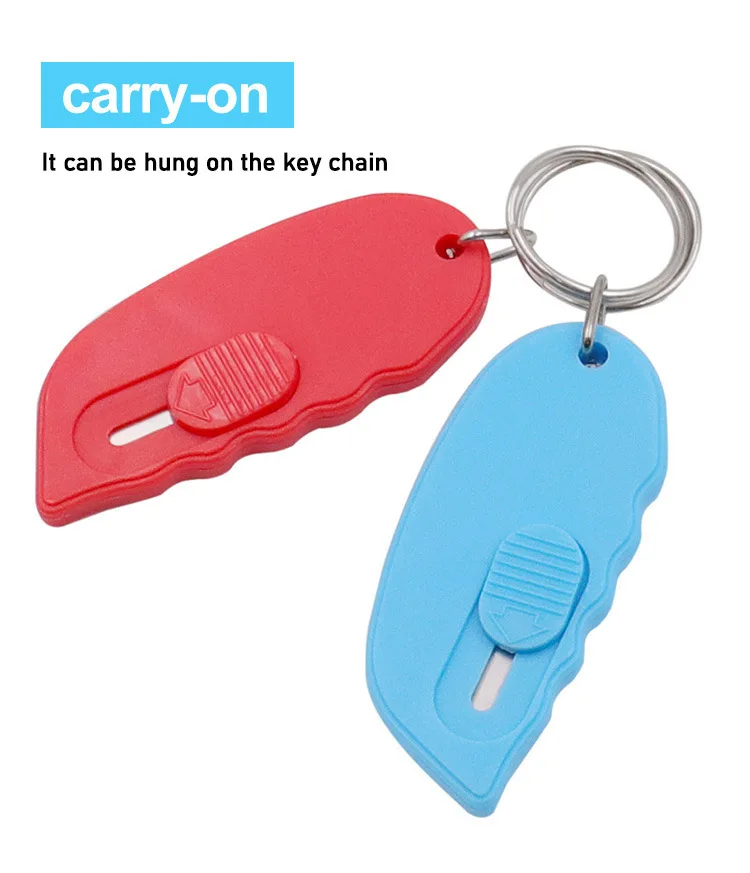 customized promotional plastic Stationery Utility Knife Small Envelope Cutter Envelope Knife with keyring,custom logo key ring