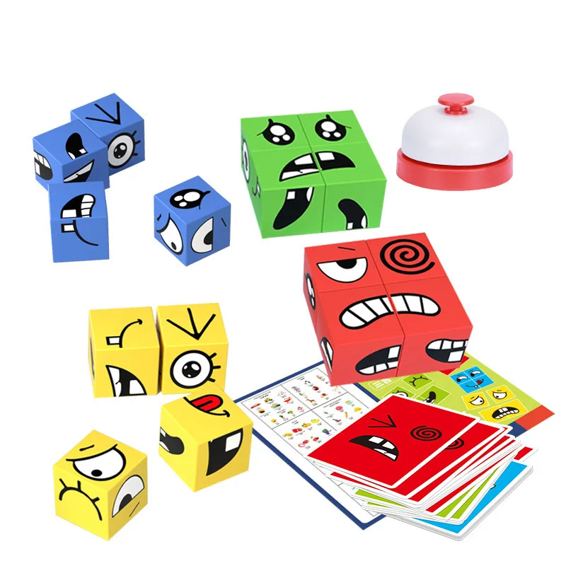 Cube Face Changing Magic Cube Building Blocks Game Matching Expression Puzzle Toy Board Games Match Puzzles Geometric Toy