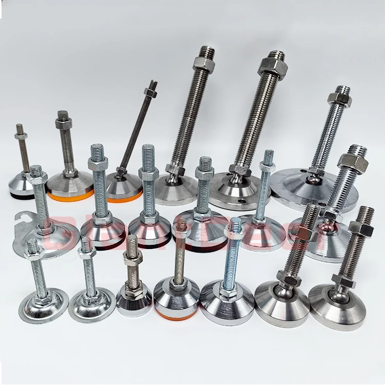 Customized 40mm ~150mm Diameter Zinc Plated Stainless Steel M16 Rubber Adjustable Screw Leveling Feet Bolt