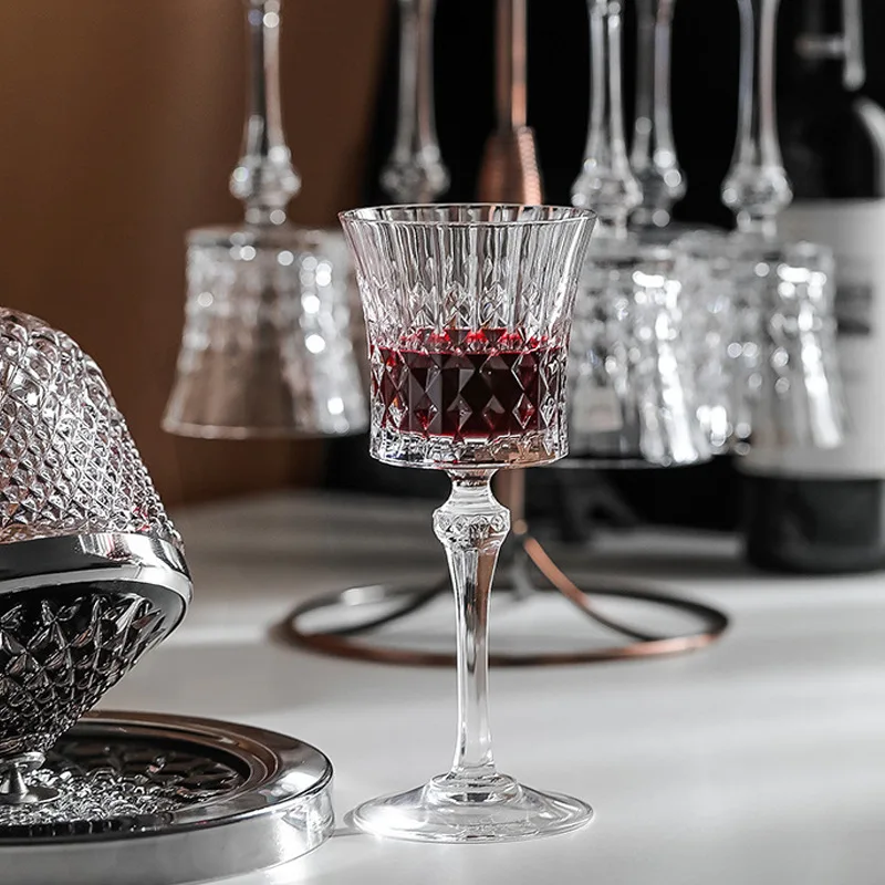 SYL Hot Sell European-style Crystal Glass Banquet Grape Red Wine Glass Cup  French High-Footed Wine Whiskey Champagne Goblet