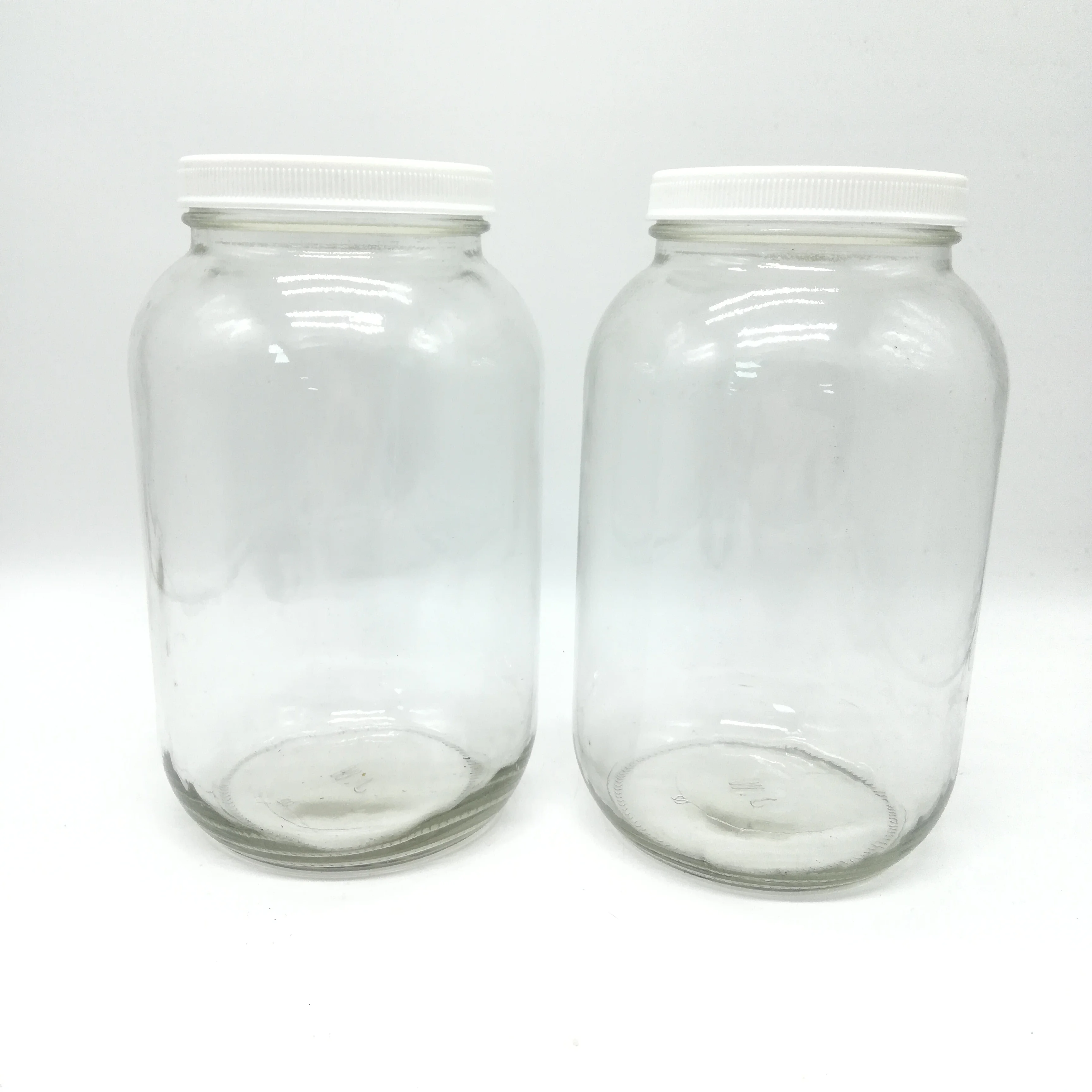 4L 1 gallon clear glass jar with wide mouth and white plastic lid for large glass container