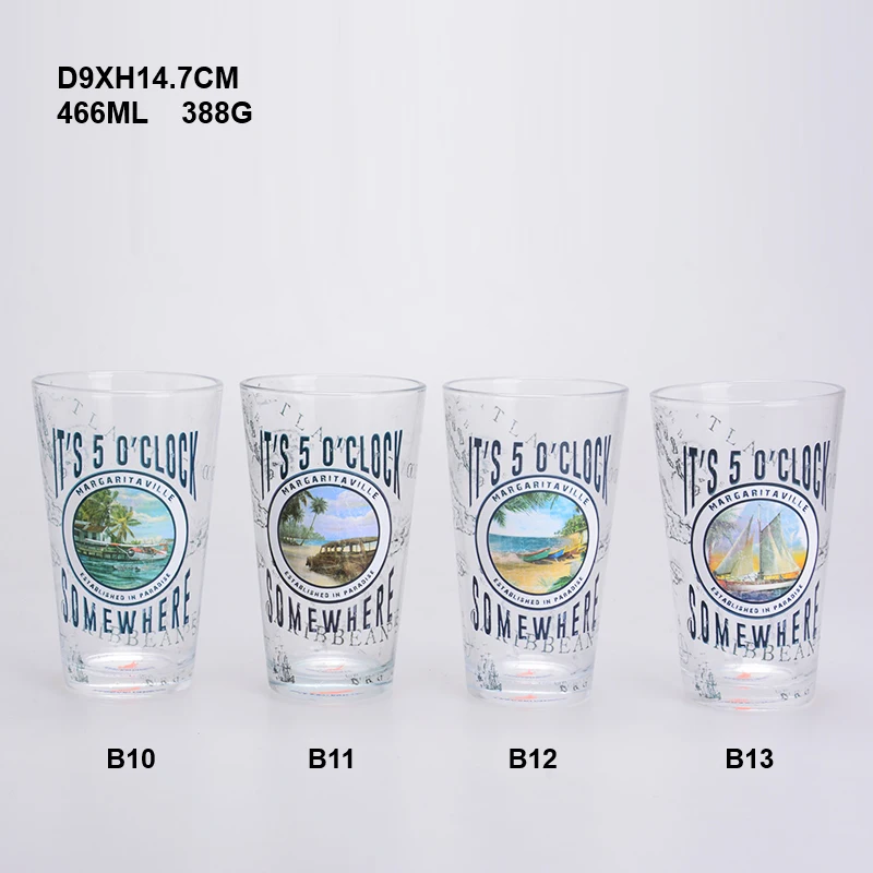 Factory Wholesale Custom Logo Shaped Printing  Pint Craft  Beer Glass Cup Water tea juice cup