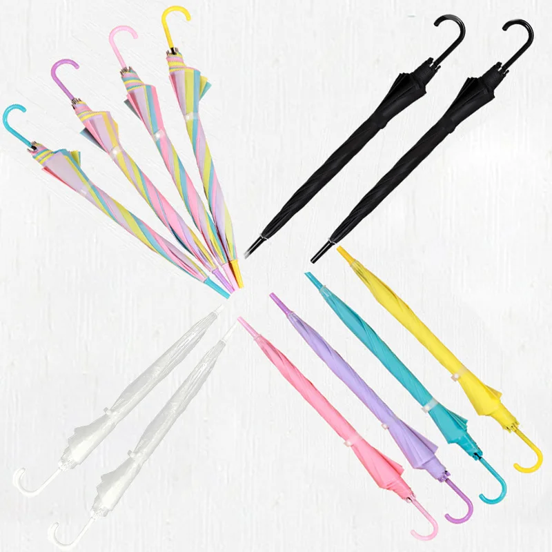 Stock J Handle Rainbow Color Umbrella PVC Clear plastic Advertisement Giveaways Promotion Gifts Promotion Umbrella Wedding tours