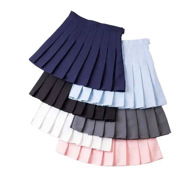 Girls A Lattice Short Dress High Waist Pleated Tennis Skirt Uniform with Inner Shorts Underpants for Badminton Cheerleader T1311