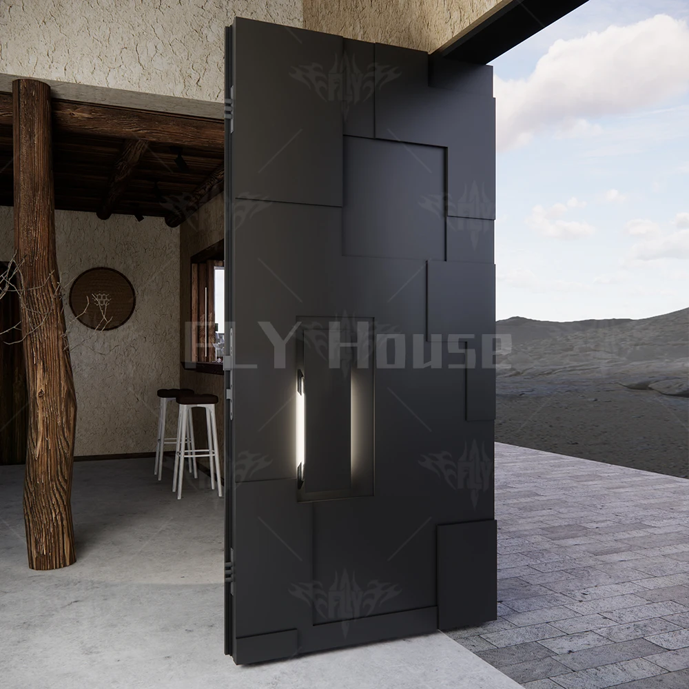 Top Level Modern Residential High Quality Exterior Entrance Front Main Steel Security Doors Modern Front Pivot Doors