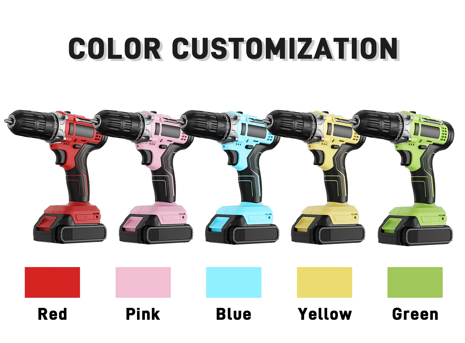 Wholesale Electric 12V/20V Power Tools Professional Cordless Pink Drill Wireless Drills DIY Tool Box
