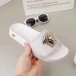 popular  pvc shoes women platform sandal with head ornament one-piece non-slip beach comfortable casual slippers for ladies