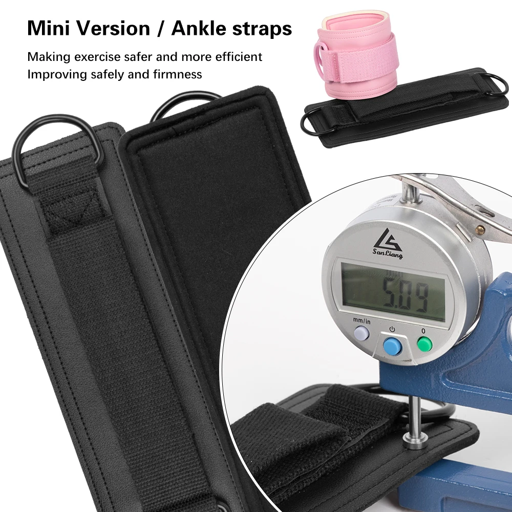 MKAS Polyester 5mm Thick 24cm Long Neoprene PVC Leather Anti-slip Gym Ankle Brace for Cable Machine Ankle Straps
