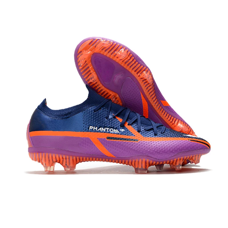 Fashion high quality rubber nylon knitting breathable football shoes football soccer boots shoe AG MG football  shoe