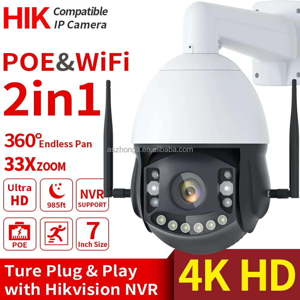 33X 4K 8MP POE PTZ 33X 40X Zoom Pan Tilt Rotation HD IP 360 Camera Wholesale Outdoor Speed Dome 1080P PTZ Camera wireless