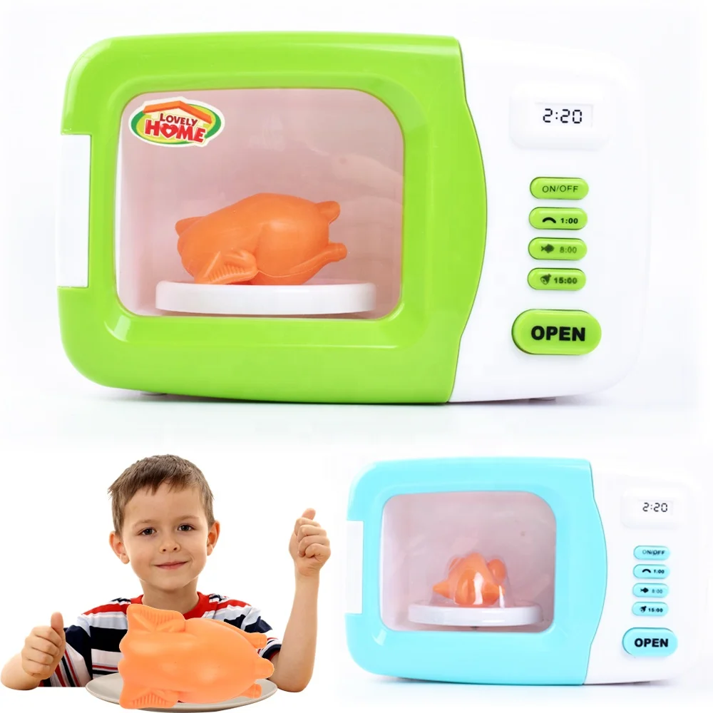 Amazon Hot Sale Role Pretend Play Kitchen Kit B/O Microwave Oven Cooking Toys Set For Kids