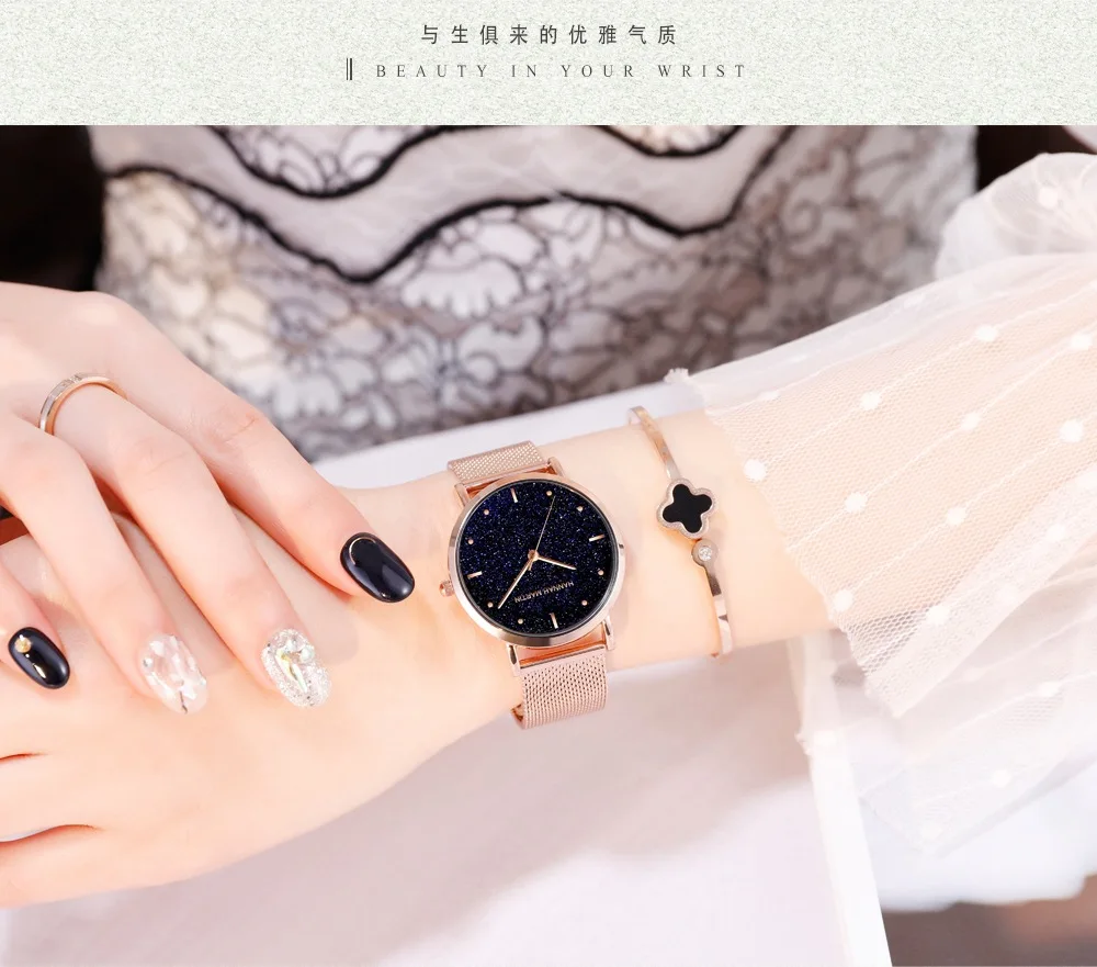 Sahara Desert Dial New Design Hannah Martin MS36 Japan Quartz Wristwatch Stainless Steel Rose Gold Waterproof Watch for Women