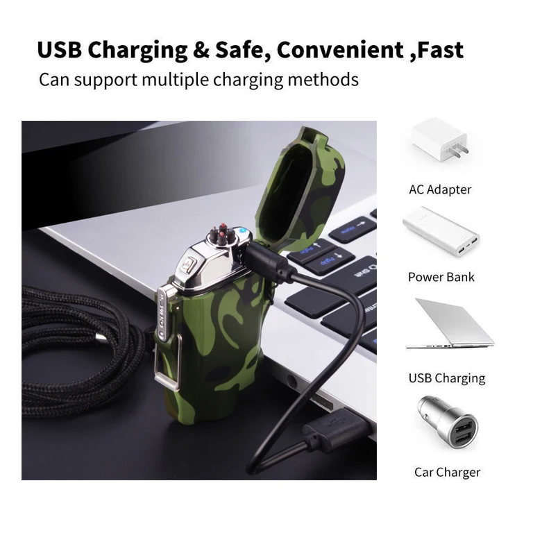 High quality outdoor reusable usb rechargeable lighter with flashlight