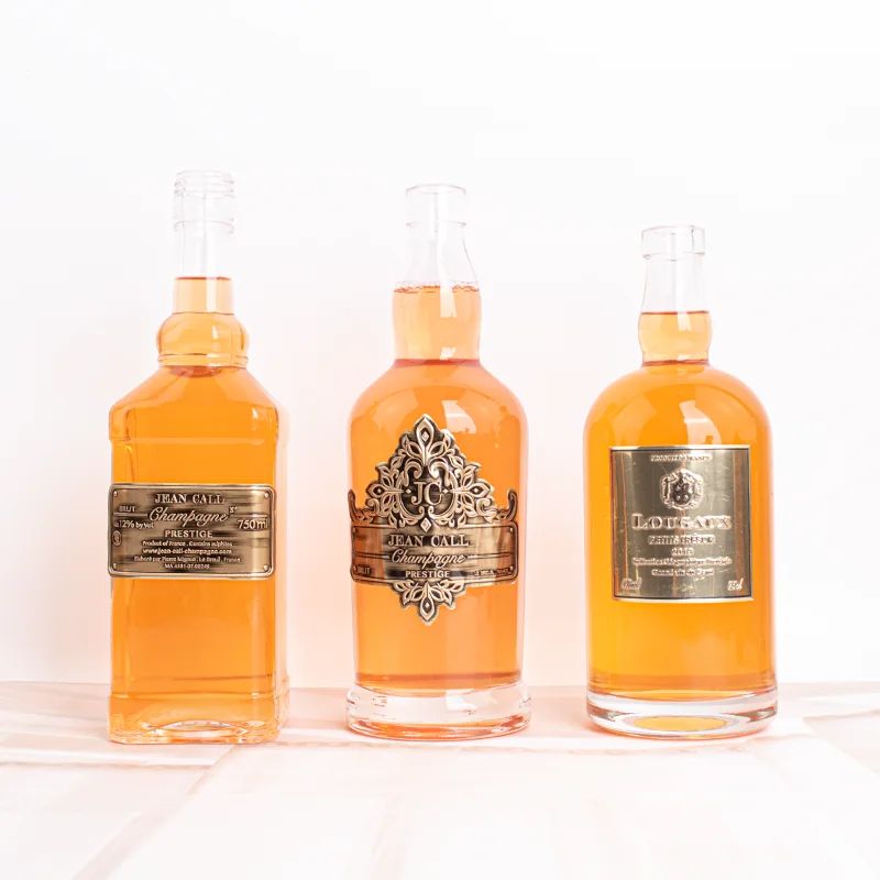 Wholesale Empty Customized Decal  Aluminum Label 700ml 70cl 500ml 50cl Whisky Whiskey Spirit Liquor Glass Bottle With Cork