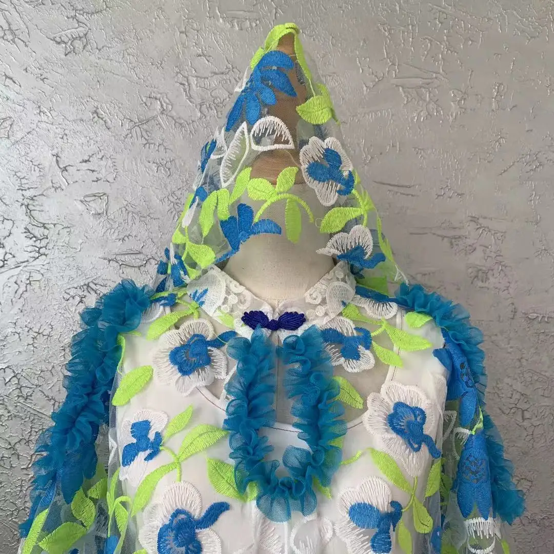 African women long dress lace plus size women long dress floral pattern see-through long dress with dots women Abaya