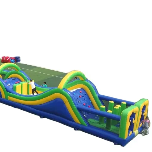 45m long Factory  Parcour Inflatable products trampoline bounce slides custom inflatable obstacle run ride equipment amusement