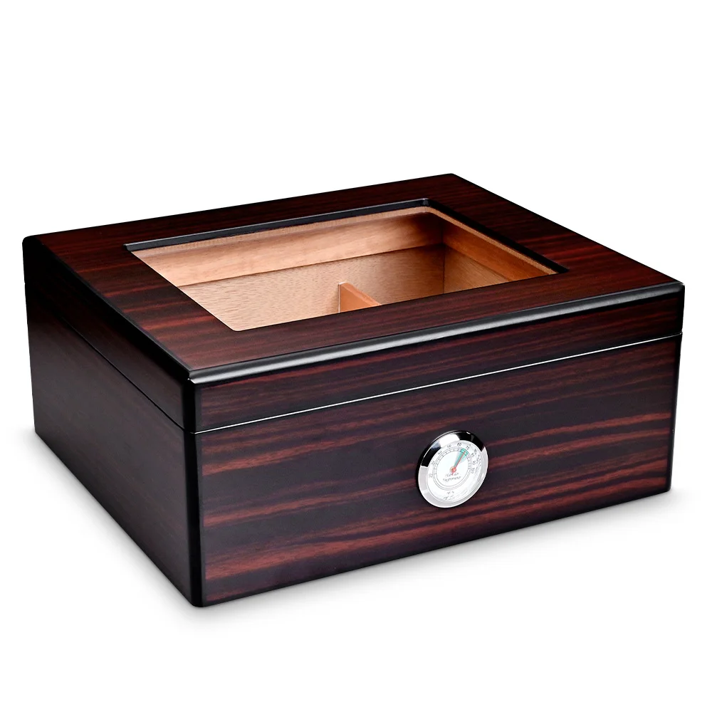 Hot sale classic handmade cedar wood/MFD midor box wooden CIGAR BOX with transparent lid  for storing cigars