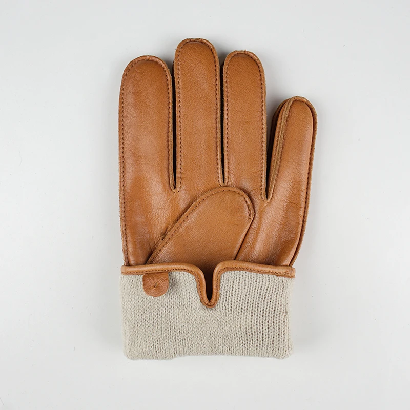 Fashion Classic Sheepskin Touchscreen  Driving Leather Gloves Men Winter Gloves Warm Wool Lined Black Brown