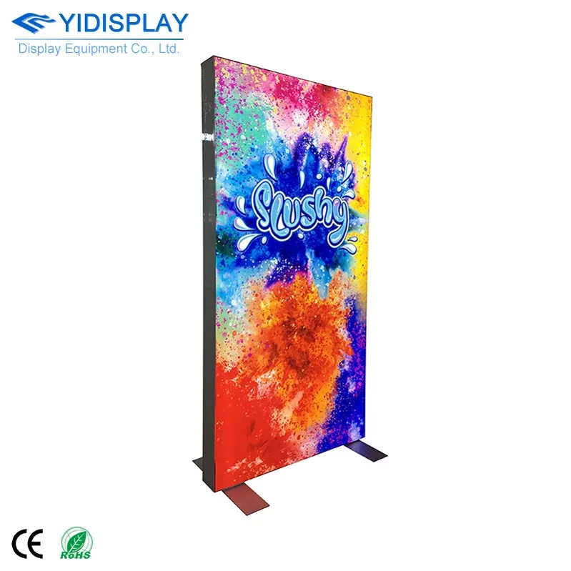 New advertising square aluminium frame custom uv fabric double sided portable display stand LED lightbox SEG light box