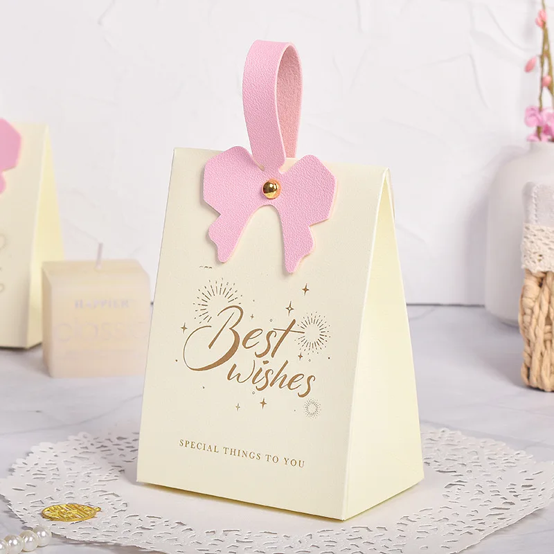 New design flower bow handle candy box wedding party favor gifts box banquet candy gift box