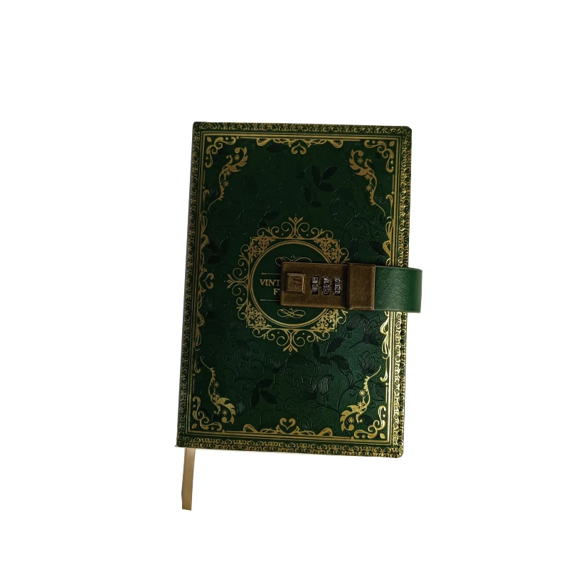 Password lock pu leather journal custom printing notebook dairy notepad planner