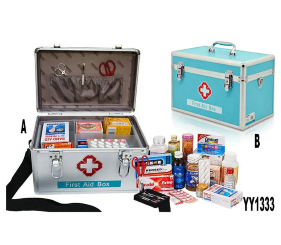 aluminum first aid box,first aid kit box,medical case with a pocket and a tray inside From Nanhai,Foshan,Guangdong,China