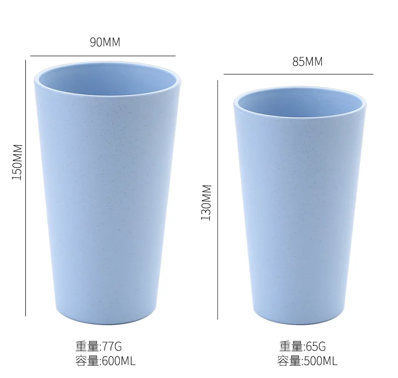 Eco Friendly Custom Unbreakable Reusable Wheat Straw Stackable Drinking Cup 500ml/600ml Cup