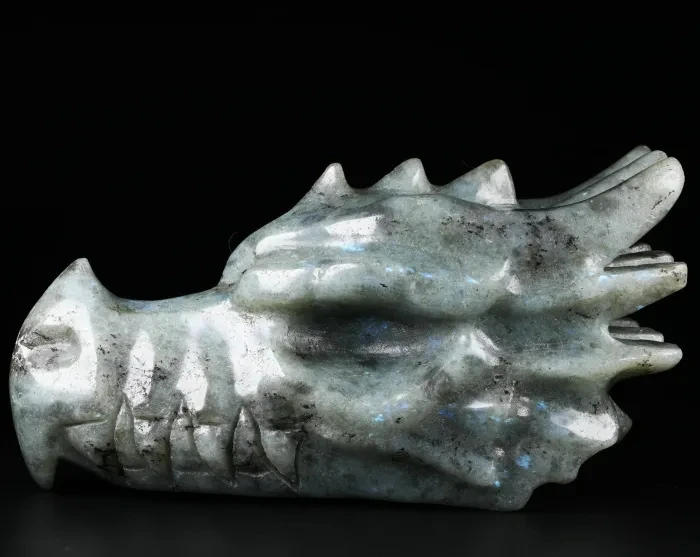 Factory price Hand Carved Crystal Carving labradorite Dragon Heads Crystal Skulls healing stones