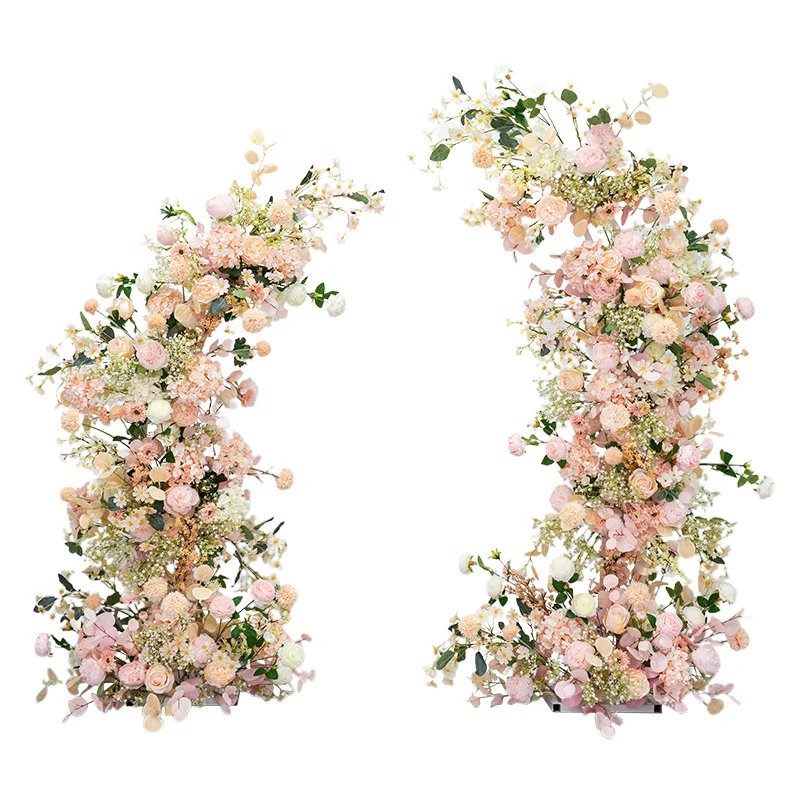 Wedding Decoration Artificial Silk Simulation Flower Wedding Props Forged Iron Frame Arched Flower