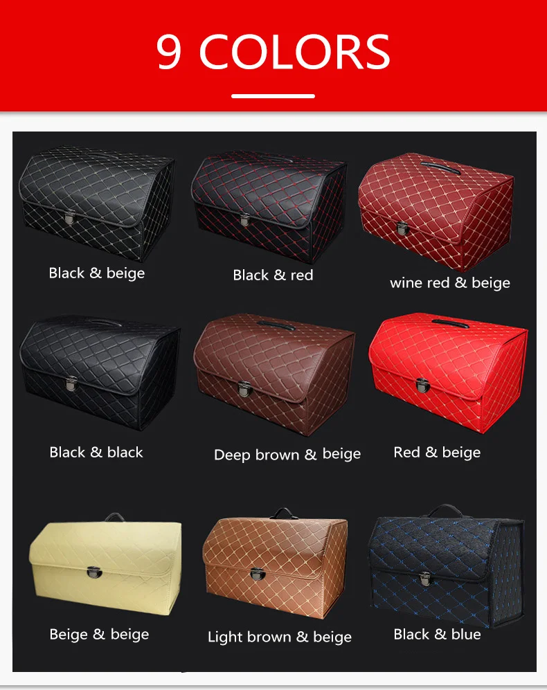 Car Accessories 2021 Car Leather Storage Box Waterproof Collapsible Trunk Organizer