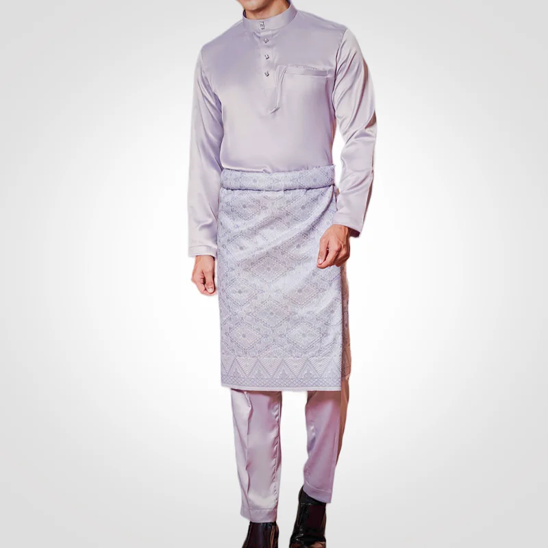 SIPO Eid Wholesale Malaysia Baju Melayu Elrah Muslim Men Set Sim-fit Satin Modern Baju Melayu