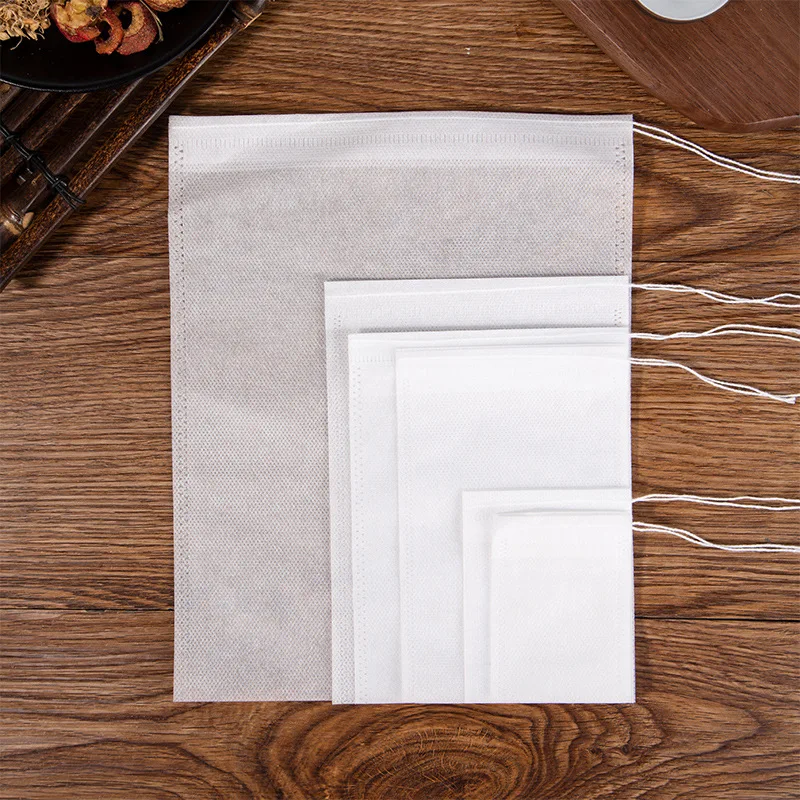 100pcs/bag Different Size Disposable Heat Seal Biodegradable Tea Bags with String Empty Filter non-woven fabrics Tea bag DH8888