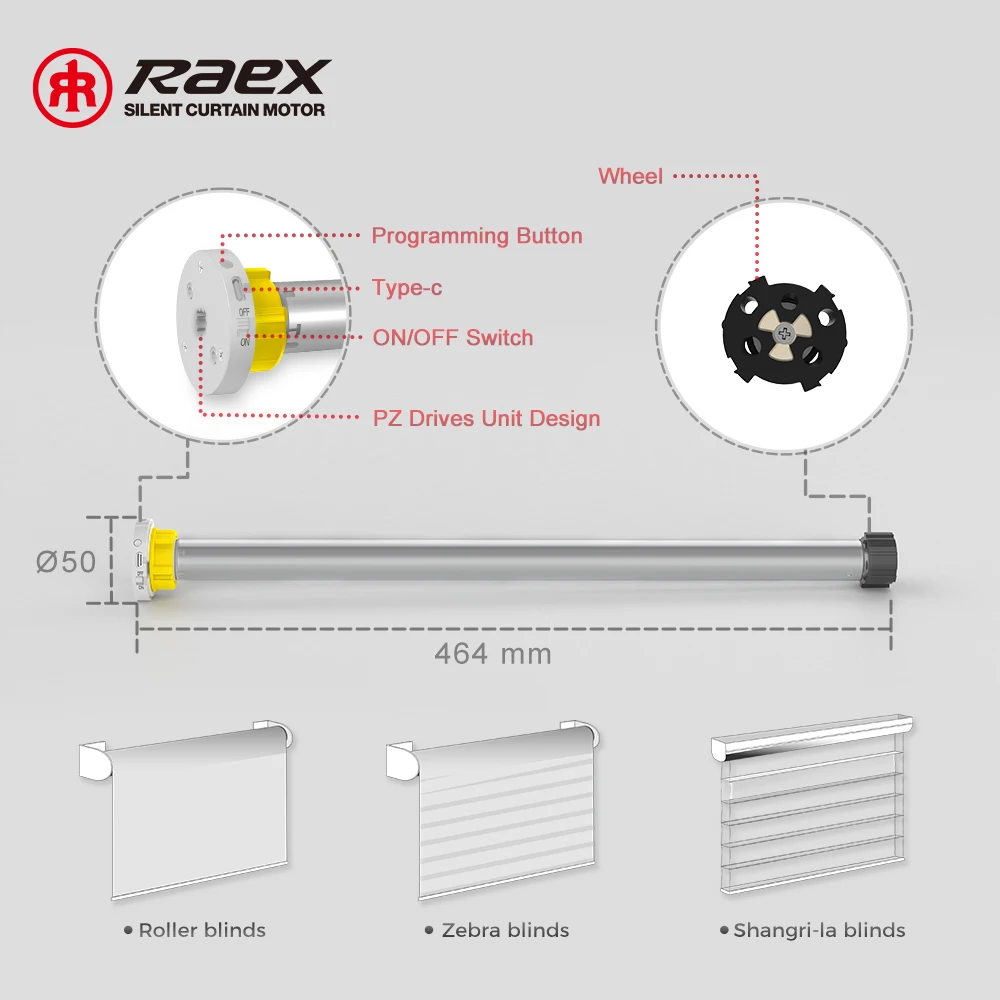 Lithium battery with solar panel tubular motor for roller blinds 24v