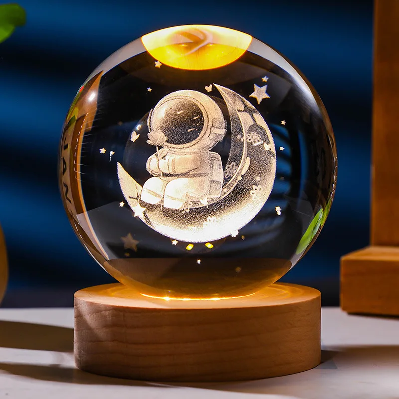 6cm With Galaxy And Planet 3d Interior With Led Lights Christmas Decorations Table Lamp Crystal Ball Night Light