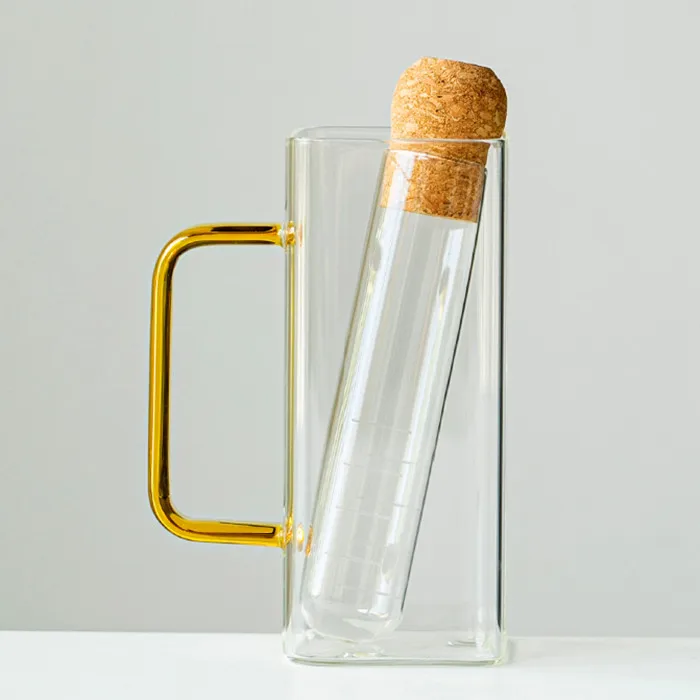 Modern Heat Resistant High Borosilicate Glass Tea Tube Infuser Filter with Eco-Friendly Cork Lid