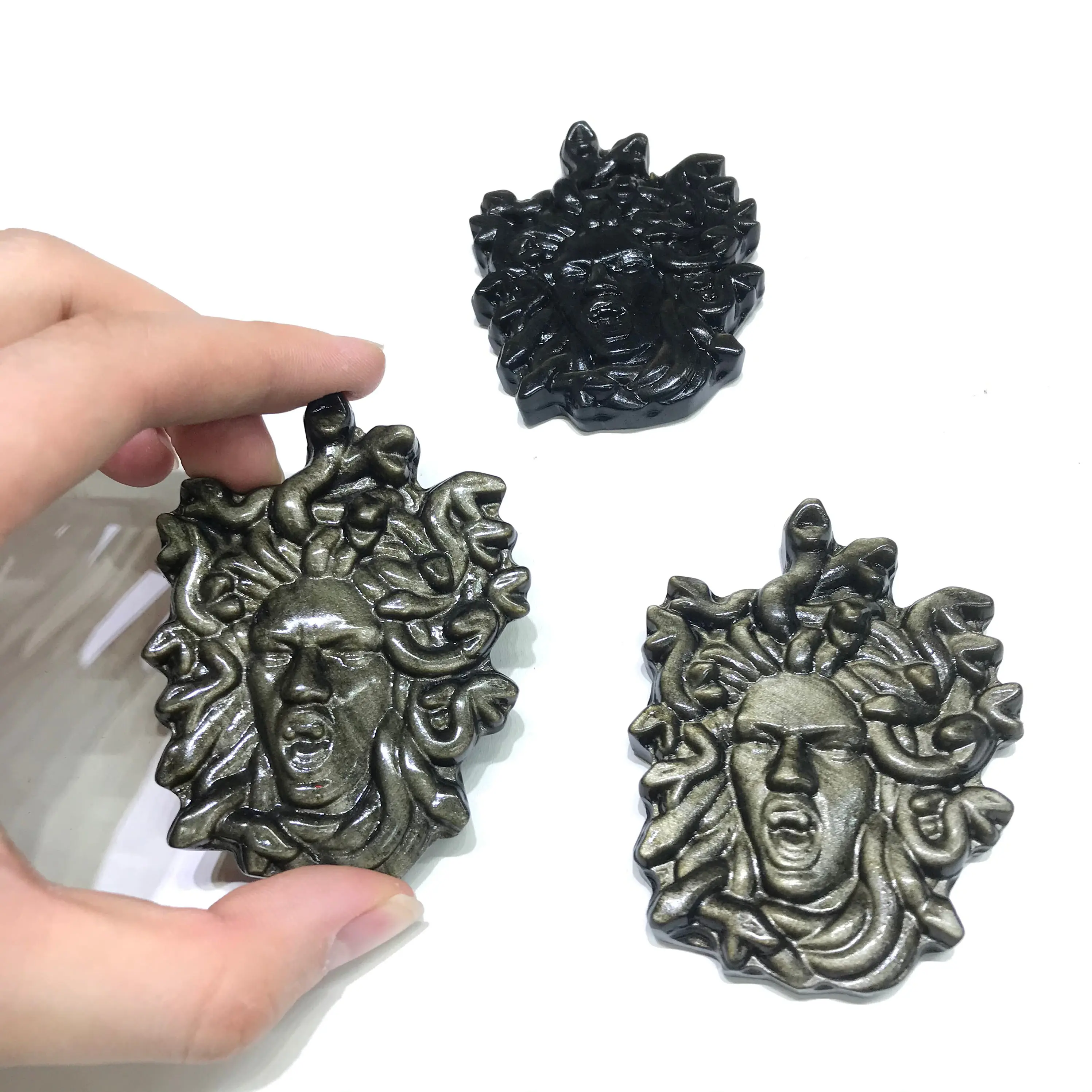 Naturali High Quality Golden Silver Obsidian Crystal Spider Scorpion Medusa For Pendant Decoration