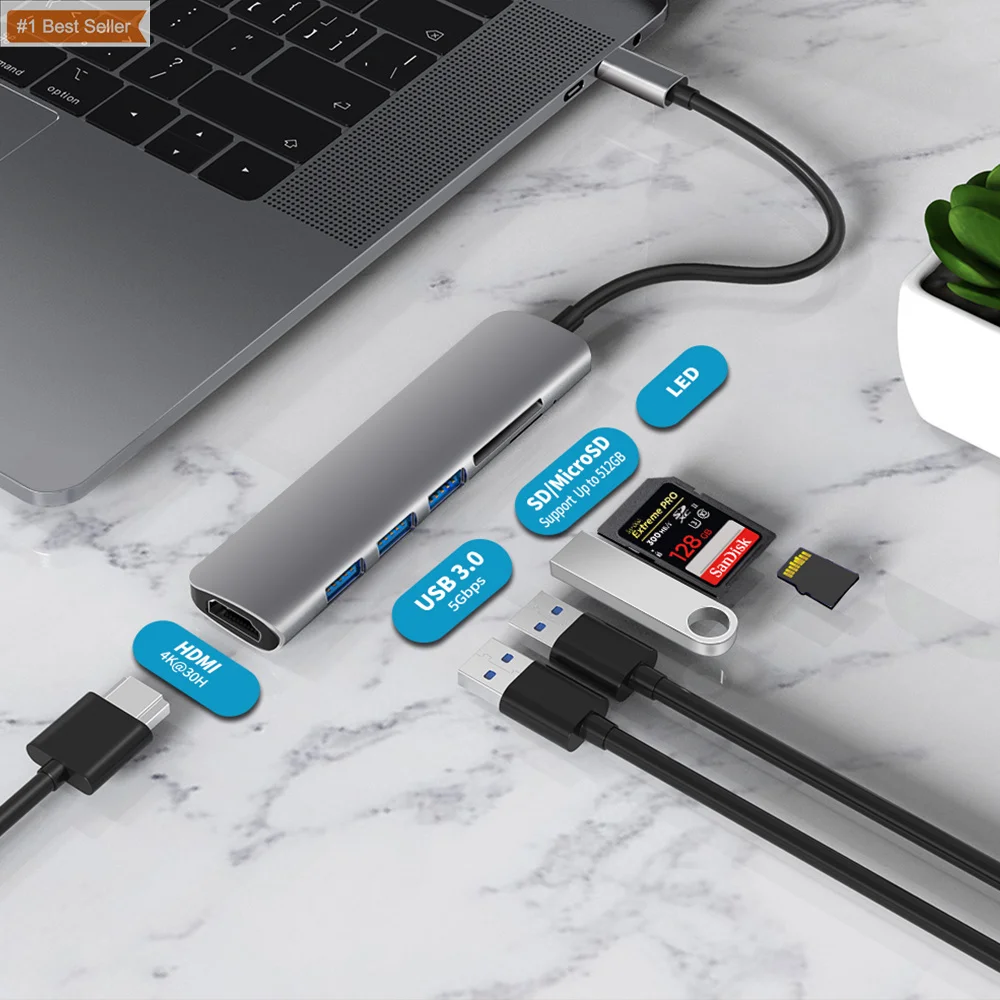 Конвертер USB 3 0 адаптер Thunderbolt в HDTV док-станция переключатель Usb Type C зарядное устройство многопортовый 6 1
