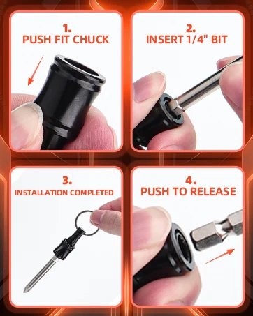 Portable Bit Holder Keychain Quick Release 1/4 Inch Hex Drill Bit Holder Organizer Hand Tool for Impact Driver Screwdriver
