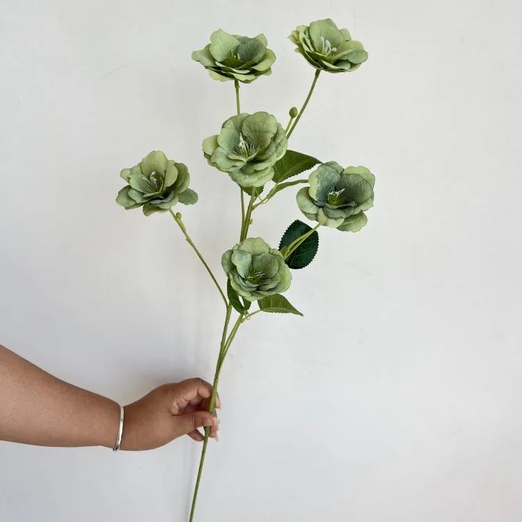 Factory feeling french style flower high-grade feel handmade flower wedding prop 6 heads branches artificial gardenia