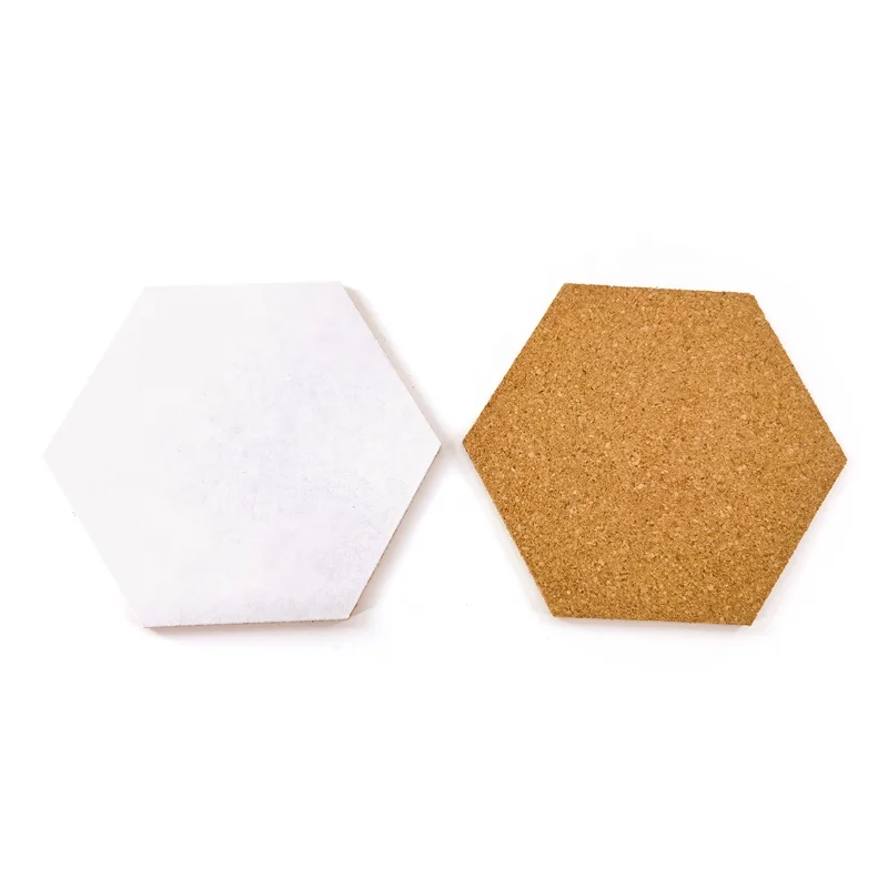 custom 10 pack Full Sticky Back Self-Adhesive Hexagon Cork Board for decoration Bulletin Message Cork Sheet Tiles Board