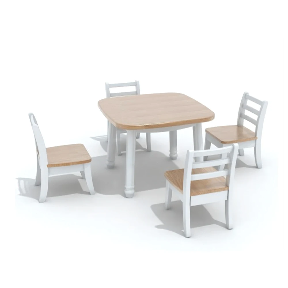 Daycare Furniture Wooden Furniture Kids Curved Back Table and Chair Set, Premium Kids School Furniture School Study Application