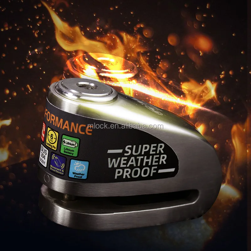 MOK fireproof waterproof motorcycle alarm lock 130db disc brake lock with alarm