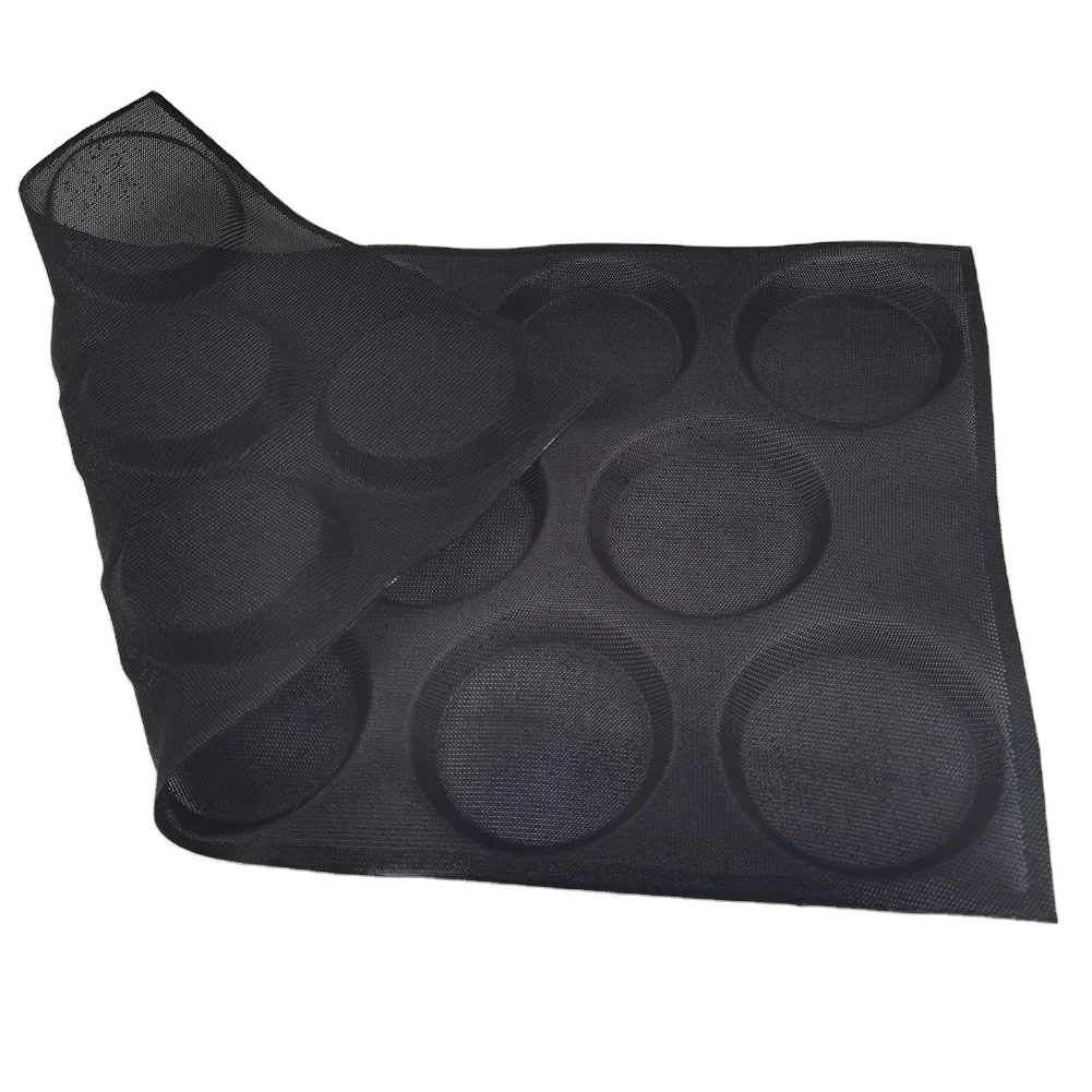 silicone mould 75x39cm of  4 inch hamburger mold Round Perforated Bakery Sheet Bread Pan for Baking 14 Cavities