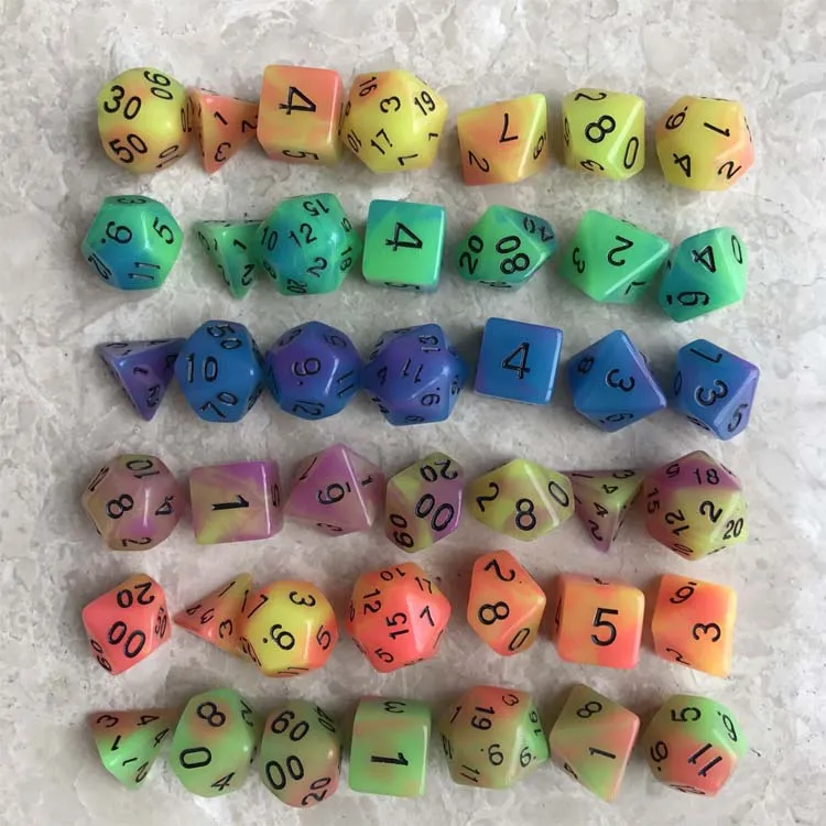 7Pcs Game Dice for RPG Dungeons and Dragons D20 D12 D10 D8 D6 D4 DND Polyhedral Dice